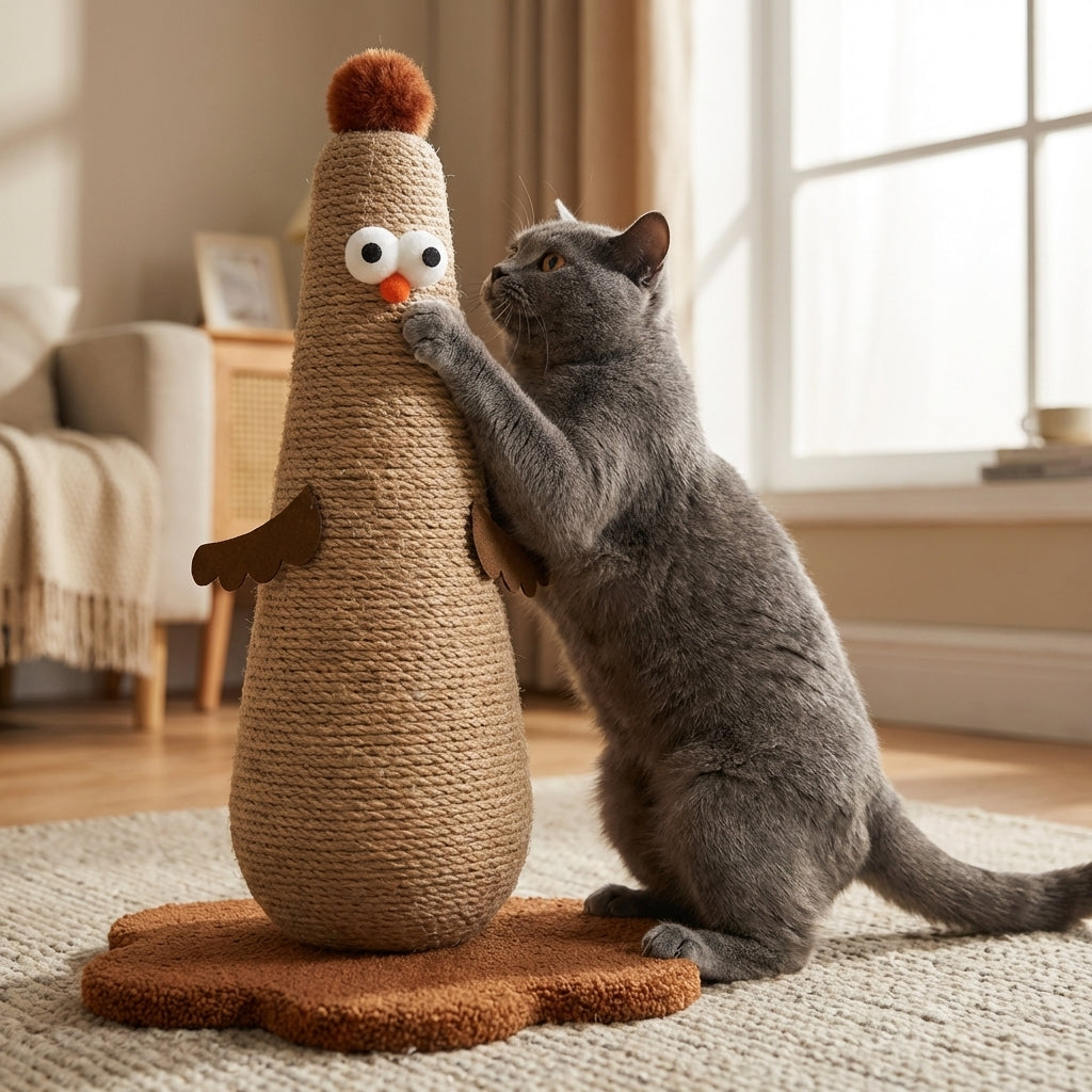 Sisal Cat Scratching Post In Chicken Shape, Small Or Large | Temsk