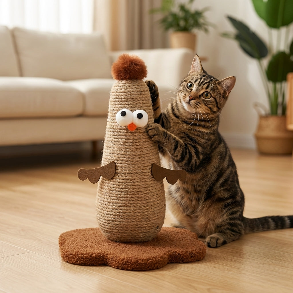 Sisal Cat Scratching Post In Chicken Shape, Small Or Large | Temsk