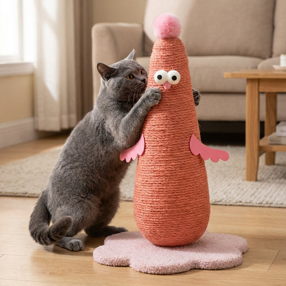 Sisal Cat Scratching Post In Chicken Shape, Small Or Large | Temsk