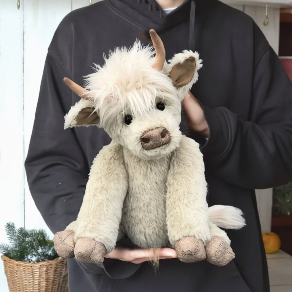 Handmade Highland Cow Plush Toy For Kids Soft Cuddly Stuffed Animal | Temsk
