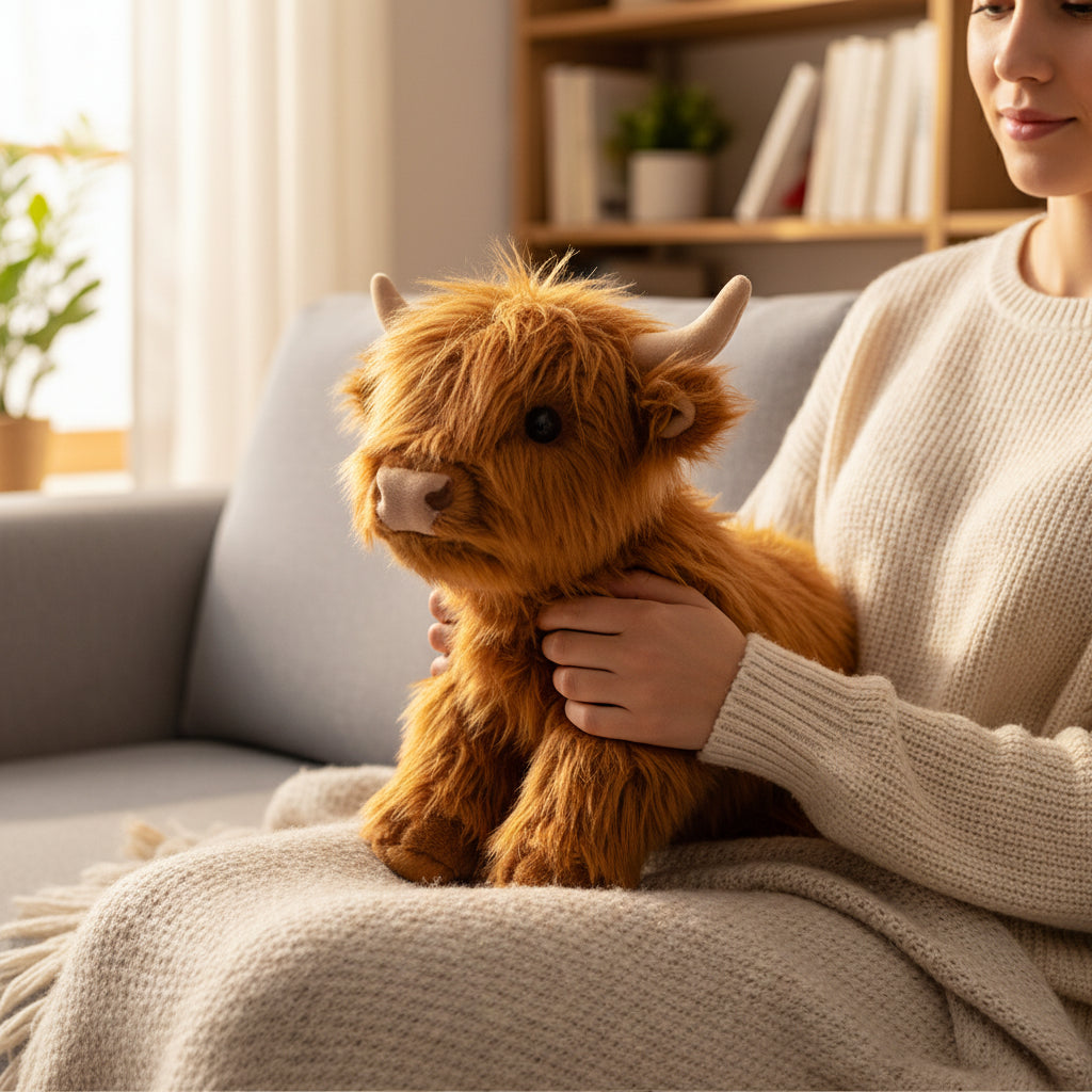 Handmade Highland Cow Plush Toy For Kids Soft Cuddly Stuffed Animal | Temsk