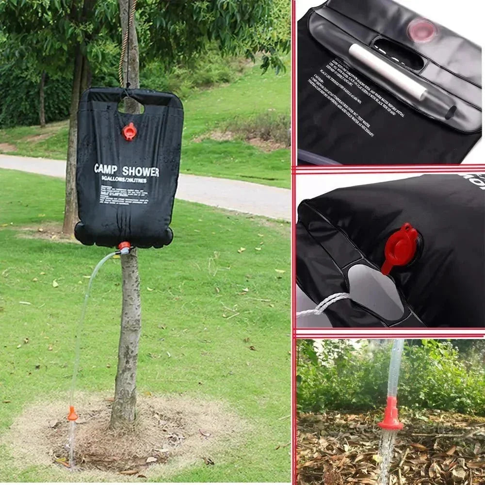 Solární sprchový vak, lehká přenosná kempová sprcha 20 l | Temsk