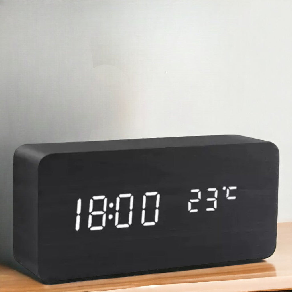 WoodWatch LED Alarm Clock With Voice Control For Bedroom | Temsk