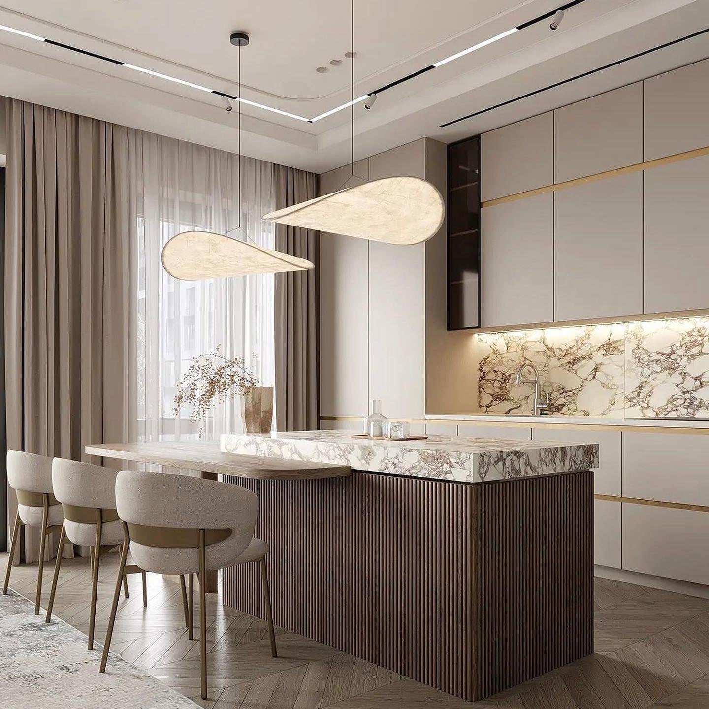 Sculptural Silk Pendant Ceiling Light Fixture For Interiors | Temsk