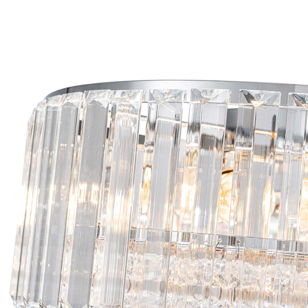 Crystal Round Ceiling Lamp Three-Light Black Chrome Dimmable For Living Room And Bedroom | Temsk