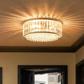 Crystal Round Ceiling Lamp Three-Light Black Chrome Dimmable For Living Room And Bedroom | Temsk