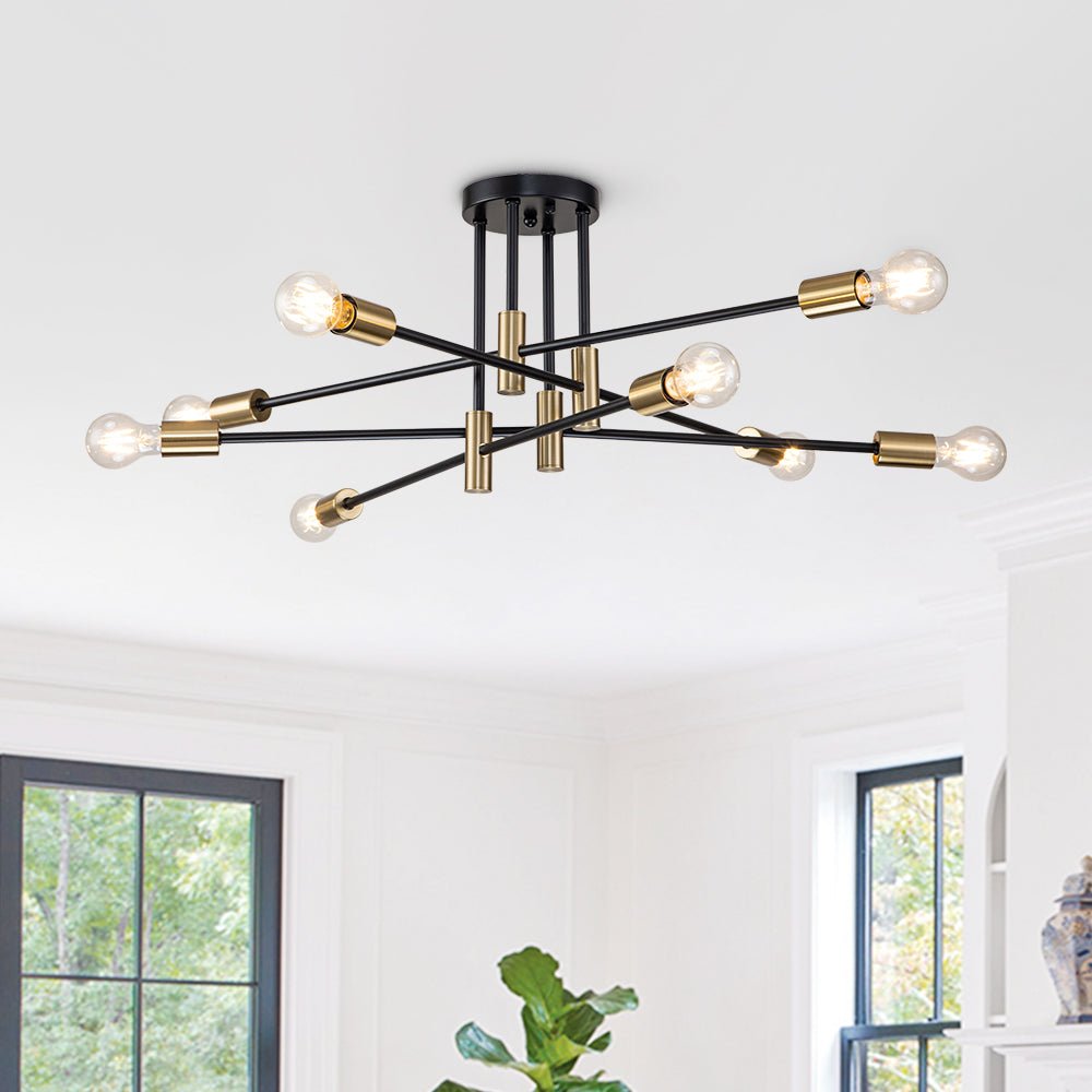 Sputnik 6 or 8 Light Black Metal Ceiling Lamp Retro Modern Dimmable | Temsk