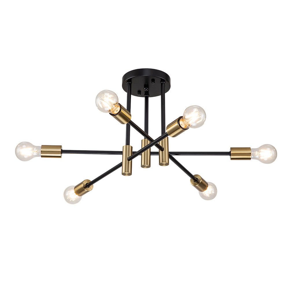 Sputnik 6 or 8 Light Black Metal Ceiling Lamp Retro Modern Dimmable | Temsk