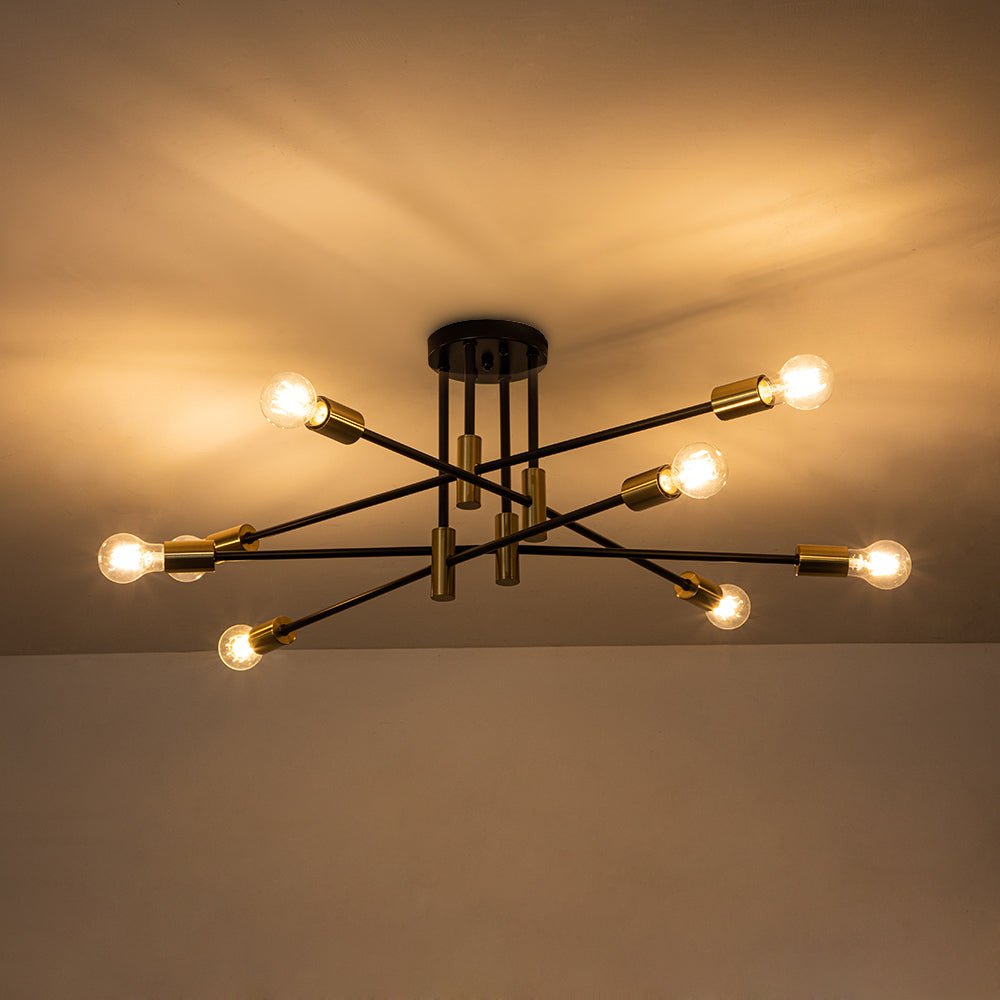 Sputnik 6 or 8 Light Black Metal Ceiling Lamp Retro Modern Dimmable | Temsk