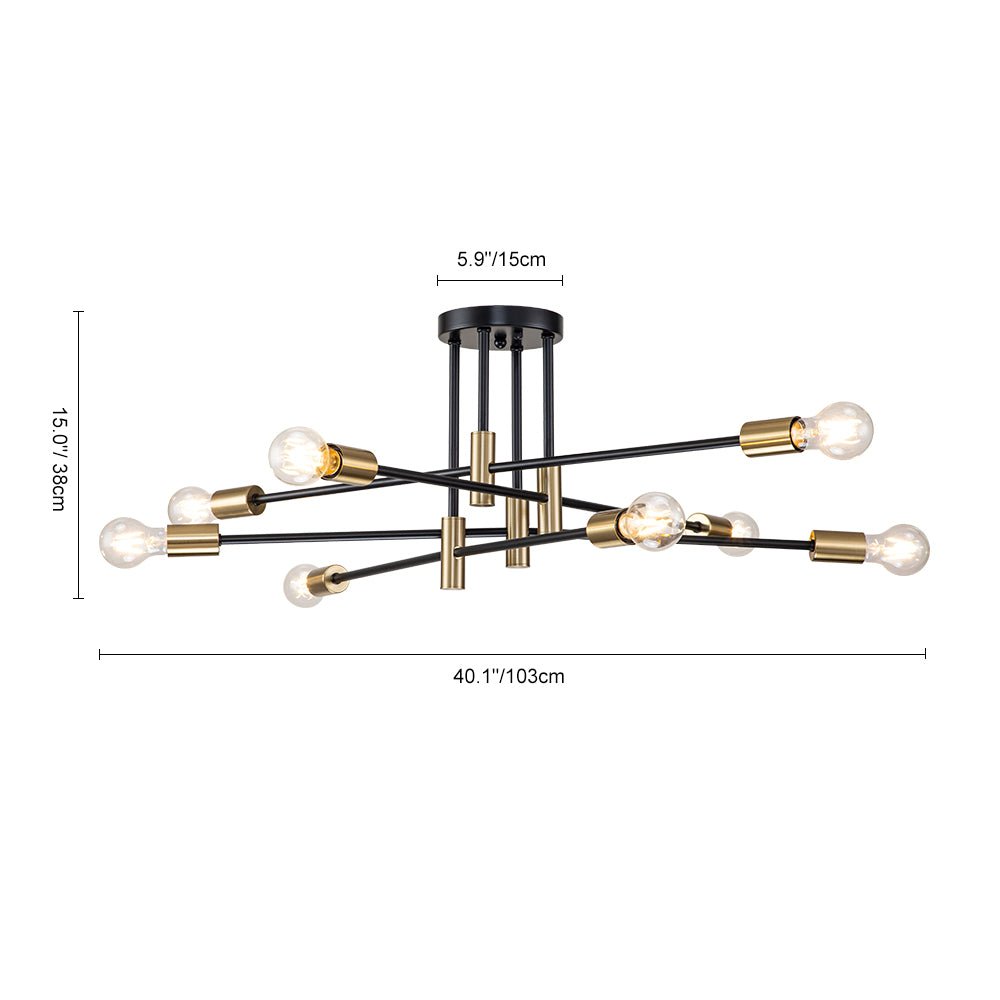 Sputnik 6 or 8 Light Black Metal Ceiling Lamp Retro Modern Dimmable | Temsk