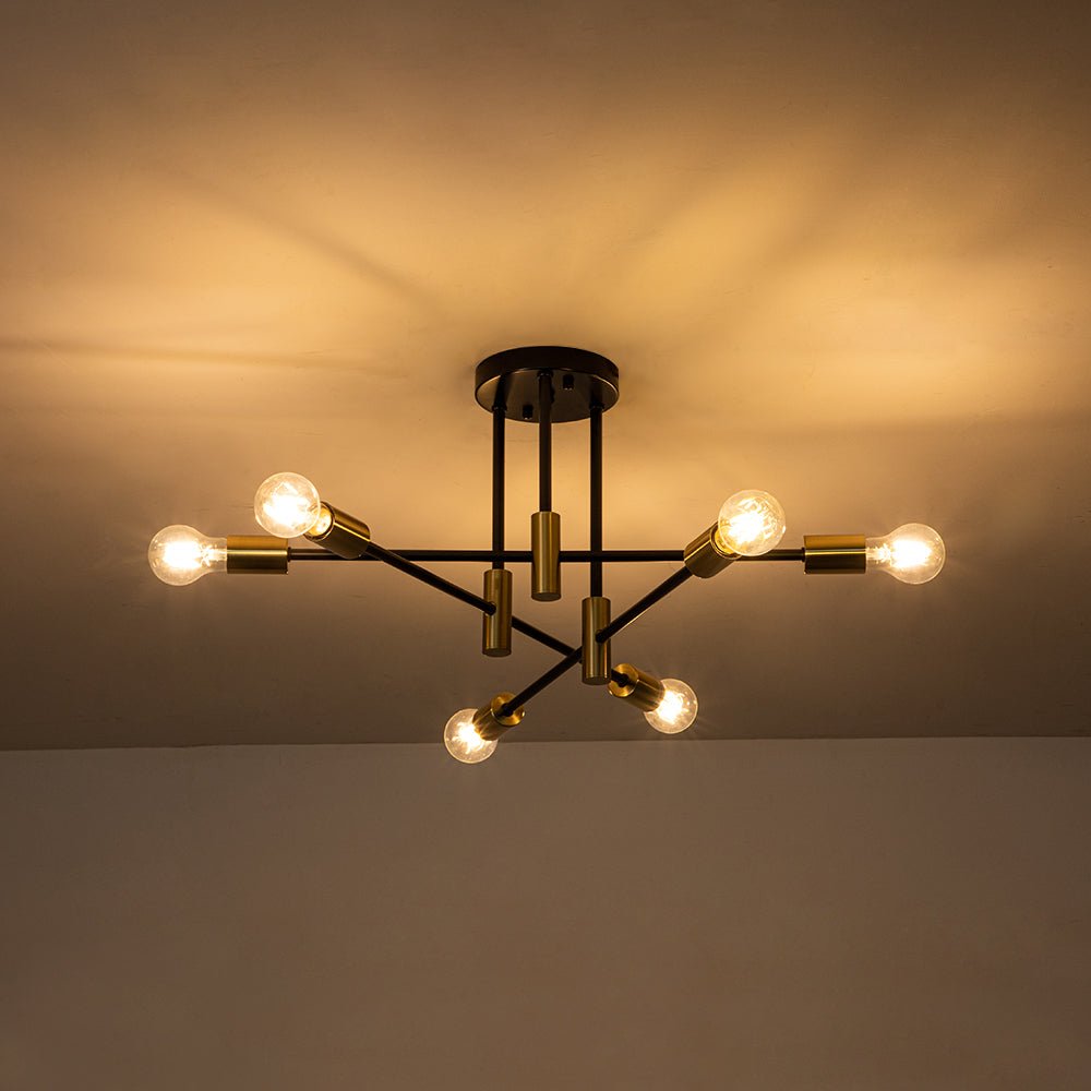 Sputnik 6 or 8 Light Black Metal Ceiling Lamp Retro Modern Dimmable | Temsk