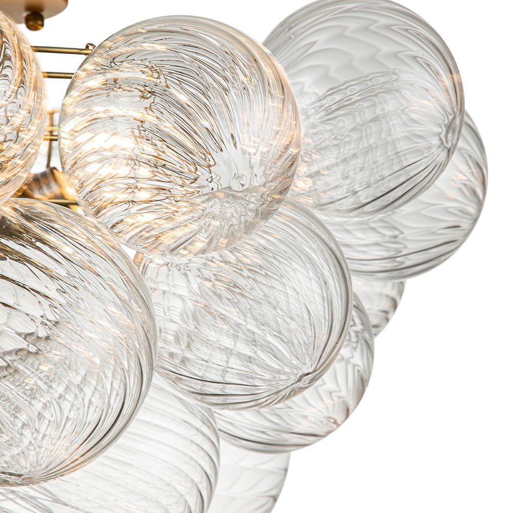Three Glass Sphere Ceiling Light In Brass Finish For Bathroom And Living Room | Temsk