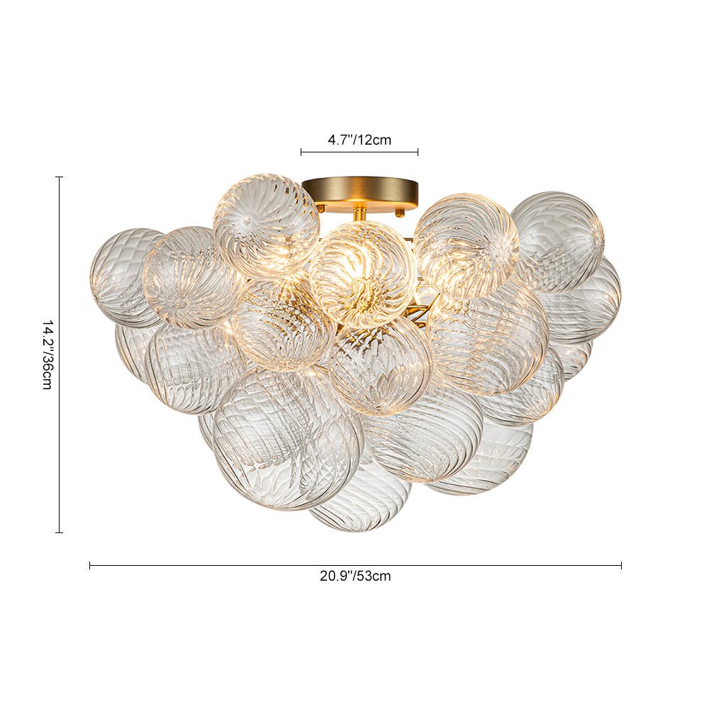 Three Glass Sphere Ceiling Light In Brass Finish For Bathroom And Living Room | Temsk