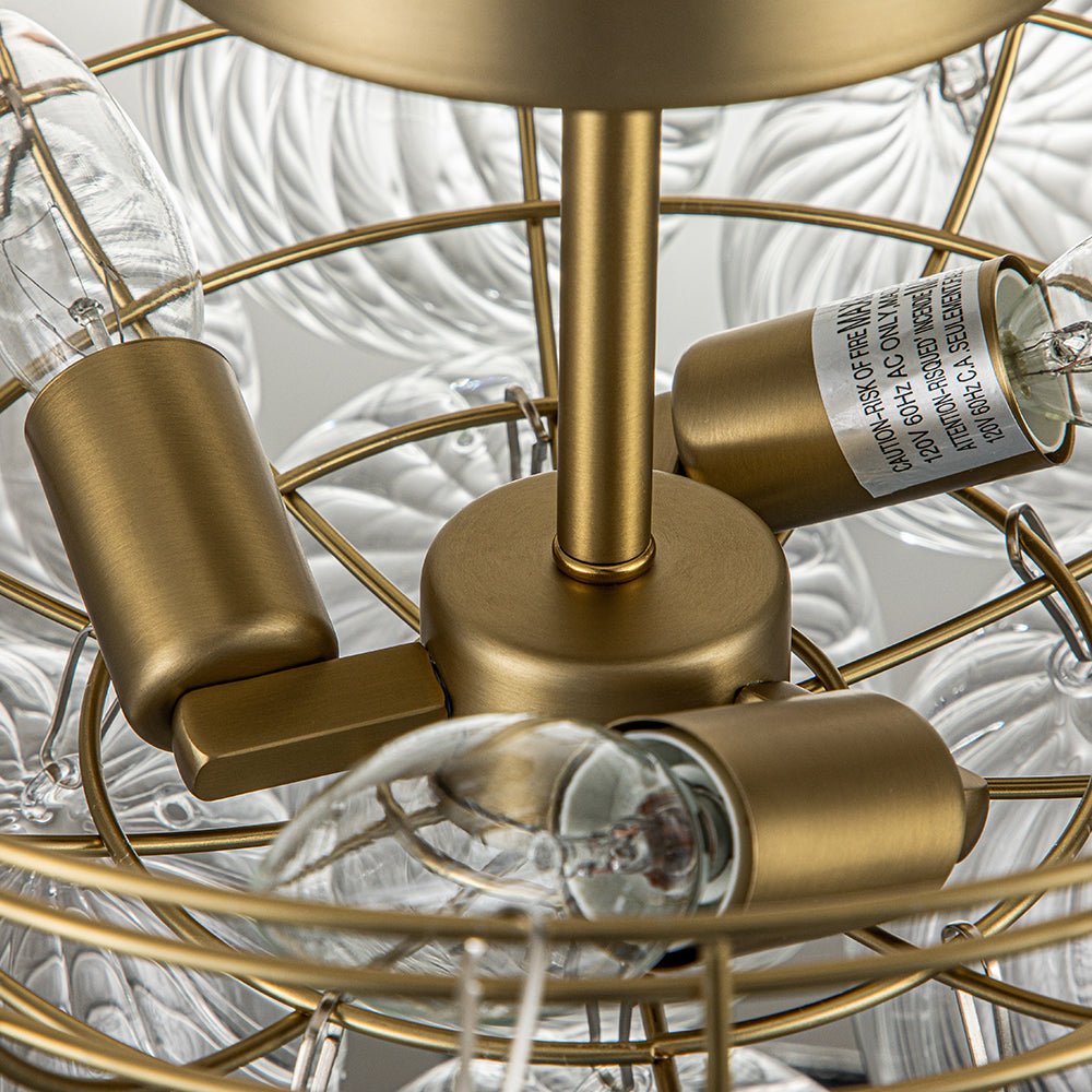 Three Glass Sphere Ceiling Light In Brass Finish For Bathroom And Living Room | Temsk