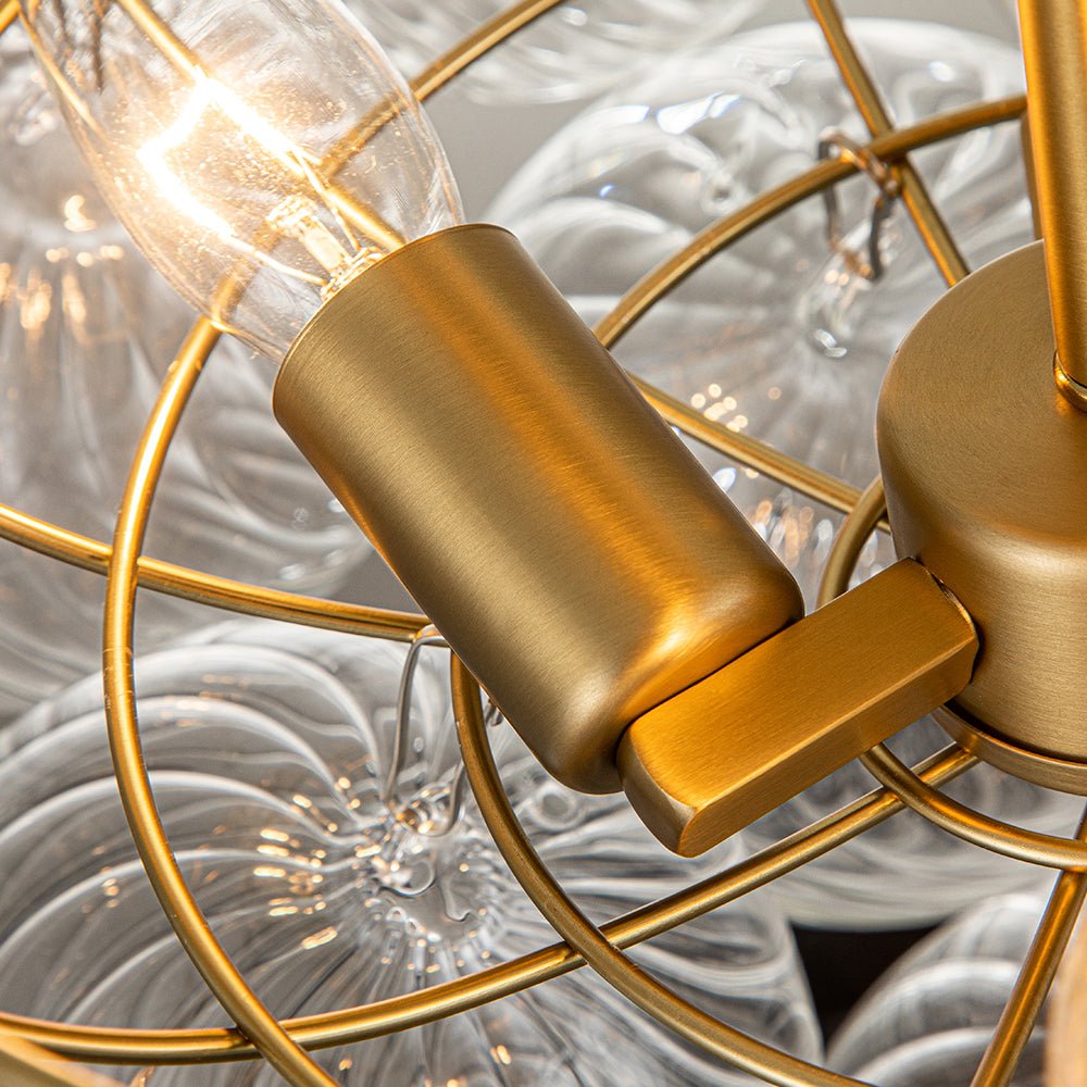 Three Glass Sphere Ceiling Light In Brass Finish For Bathroom And Living Room | Temsk