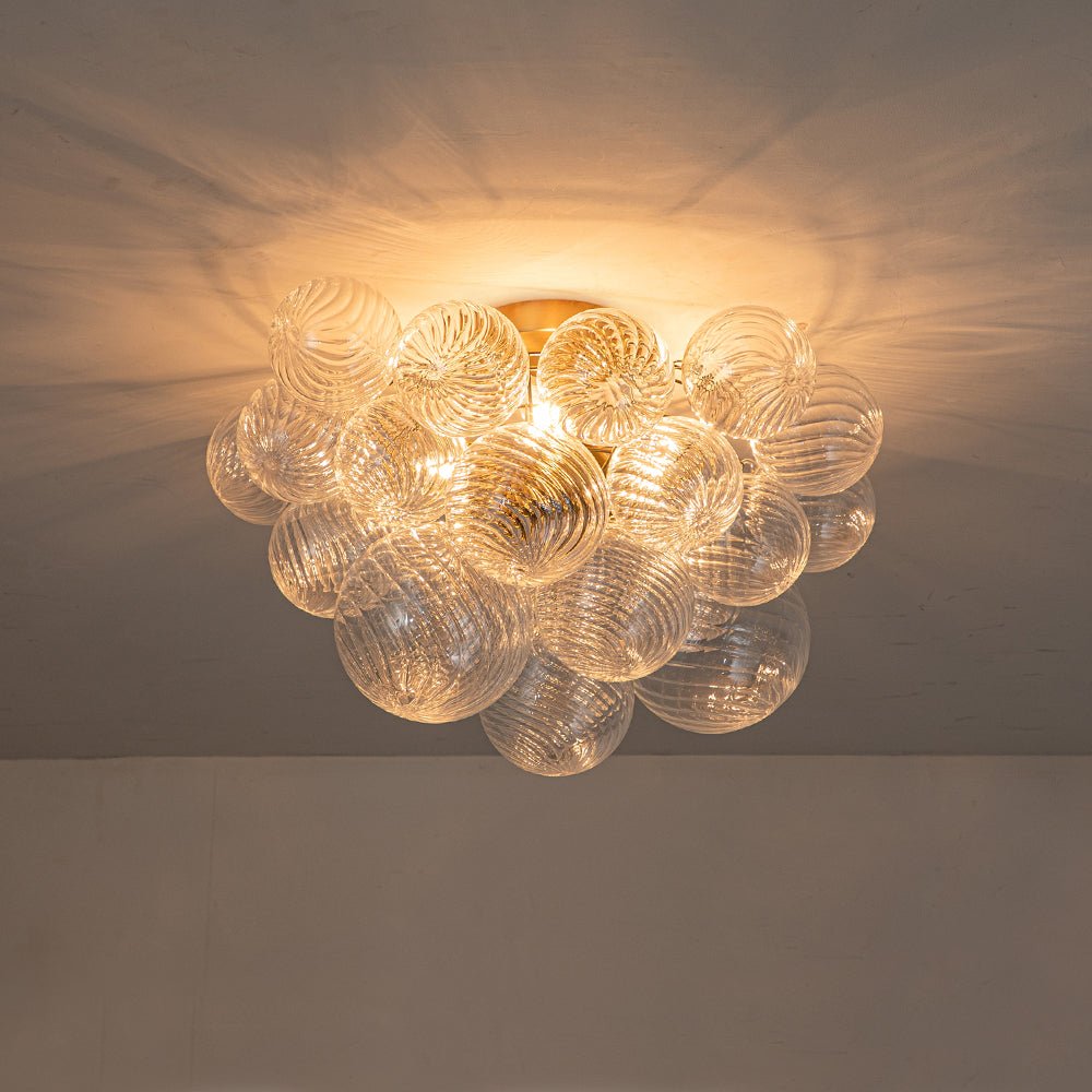 Three Glass Sphere Ceiling Light In Brass Finish For Bathroom And Living Room | Temsk