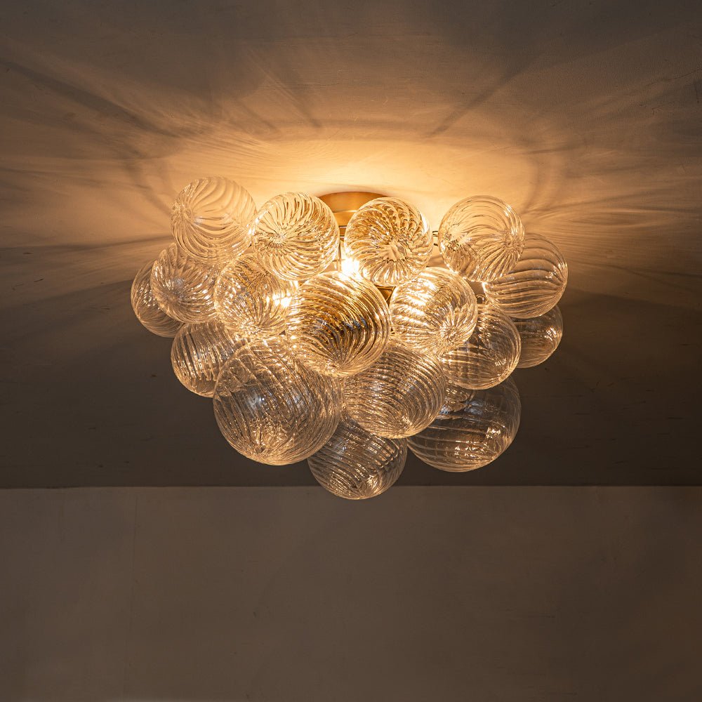 Three Glass Sphere Ceiling Light In Brass Finish For Bathroom And Living Room | Temsk