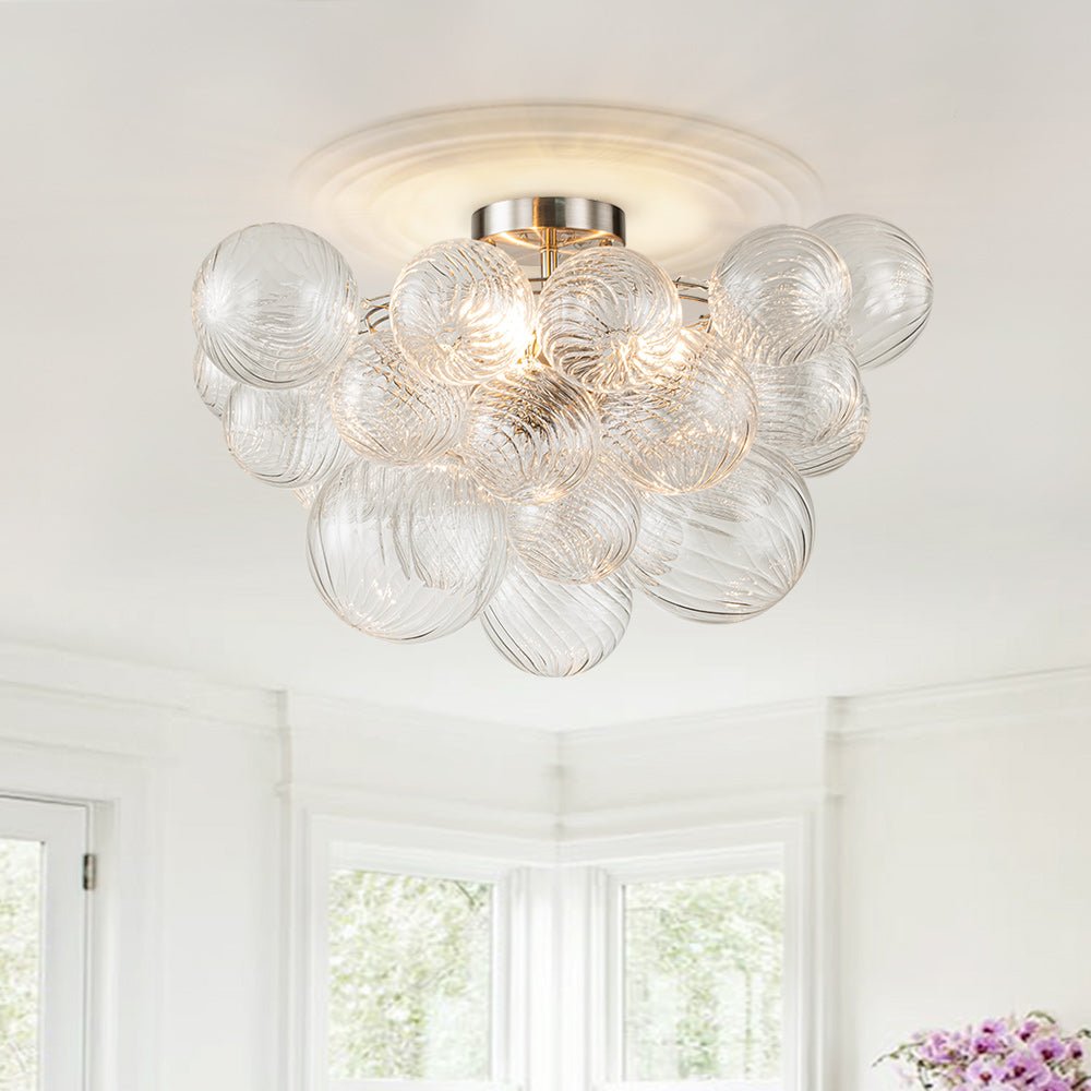 Three Glass Sphere Ceiling Light In Brass Finish For Bathroom And Living Room | Temsk