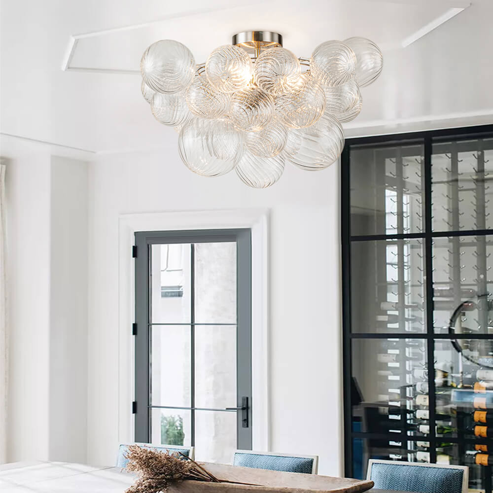 Three Glass Sphere Ceiling Light In Brass Finish For Bathroom And Living Room | Temsk