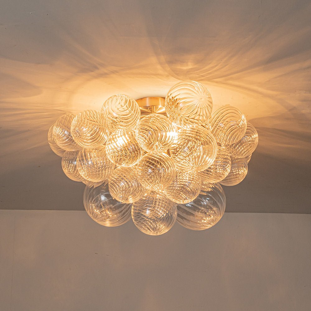 Three Glass Sphere Ceiling Light In Brass Finish For Bathroom And Living Room | Temsk