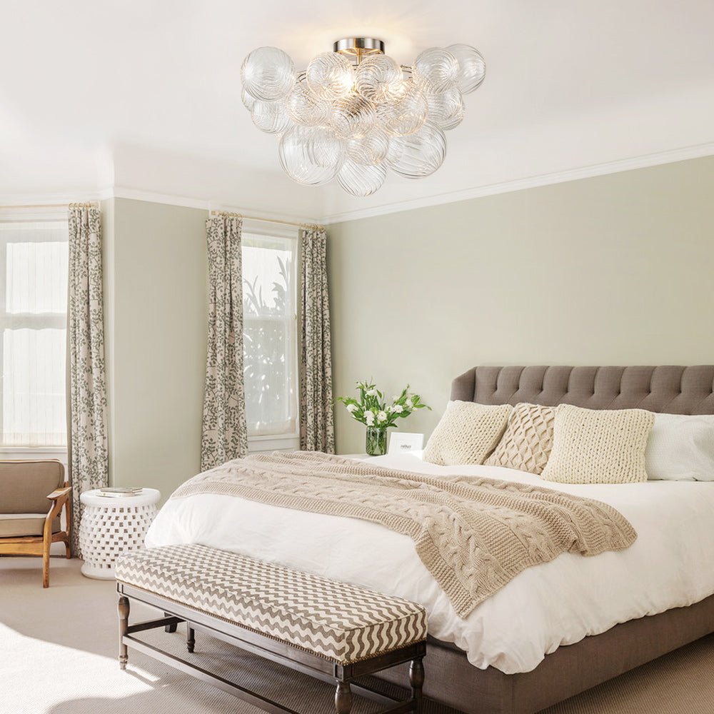 Three Glass Sphere Ceiling Light In Brass Finish For Bathroom And Living Room | Temsk