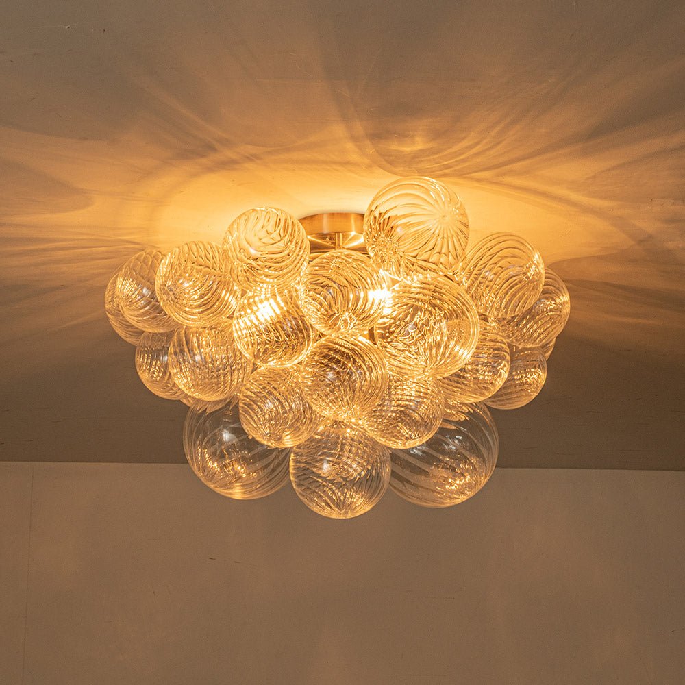 Three Glass Sphere Ceiling Light In Brass Finish For Bathroom And Living Room | Temsk