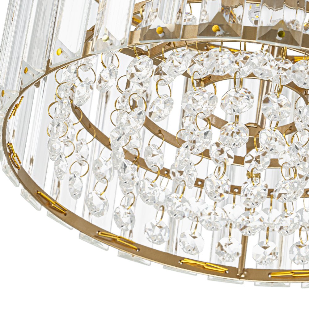 Crystal Brass Ceiling Light, Mid-Century Dimmable Fixture For Bedroom And Hall | Temsk