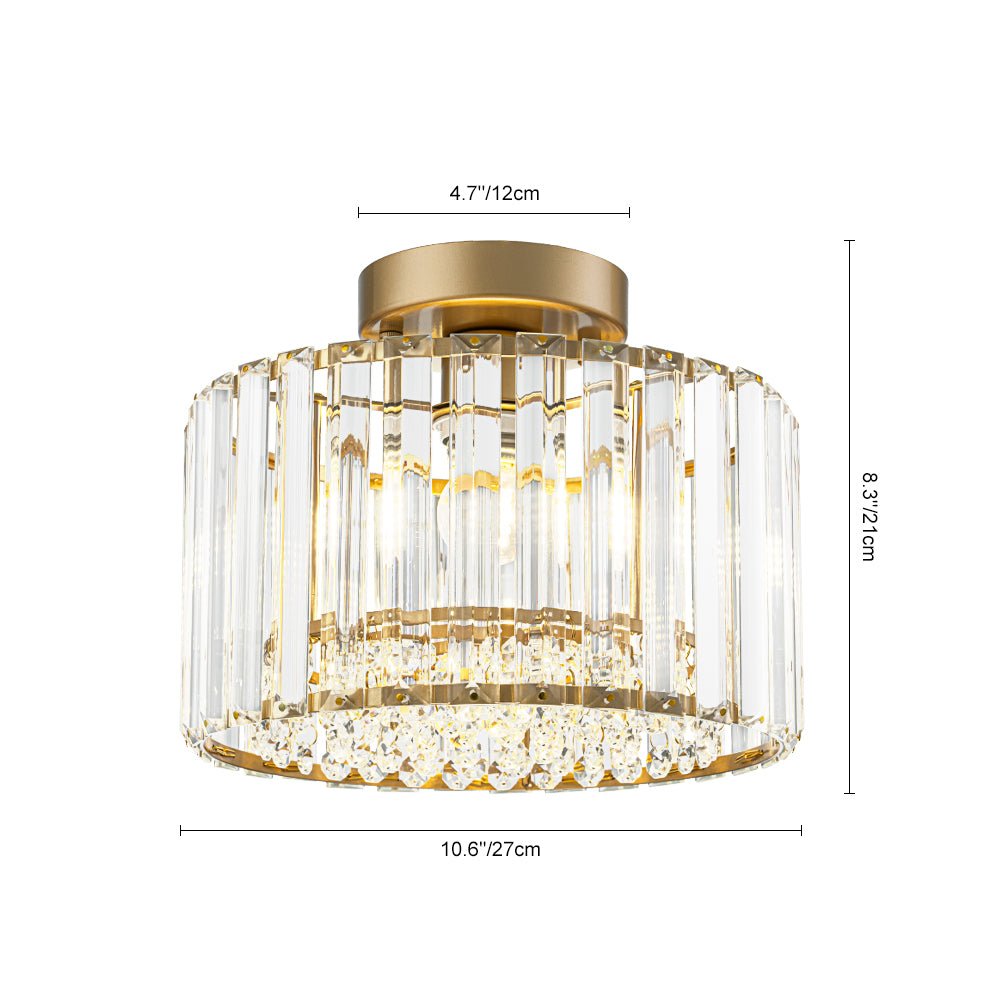Crystal Brass Ceiling Light, Mid-Century Dimmable Fixture For Bedroom And Hall | Temsk