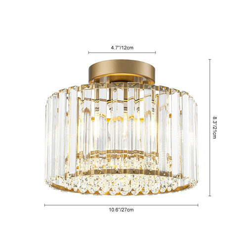 Crystal Brass Ceiling Light Mid Century Dimmable Fixture For Bedroom And Hall Temsk