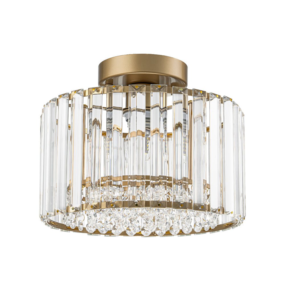Crystal Brass Ceiling Light, Mid-Century Dimmable Fixture For Bedroom And Hall | Temsk