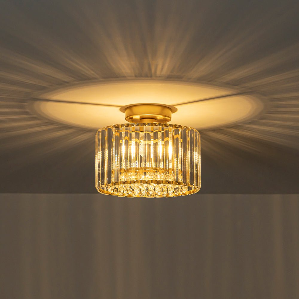 Crystal Brass Ceiling Light, Mid-Century Dimmable Fixture For Bedroom And Hall | Temsk