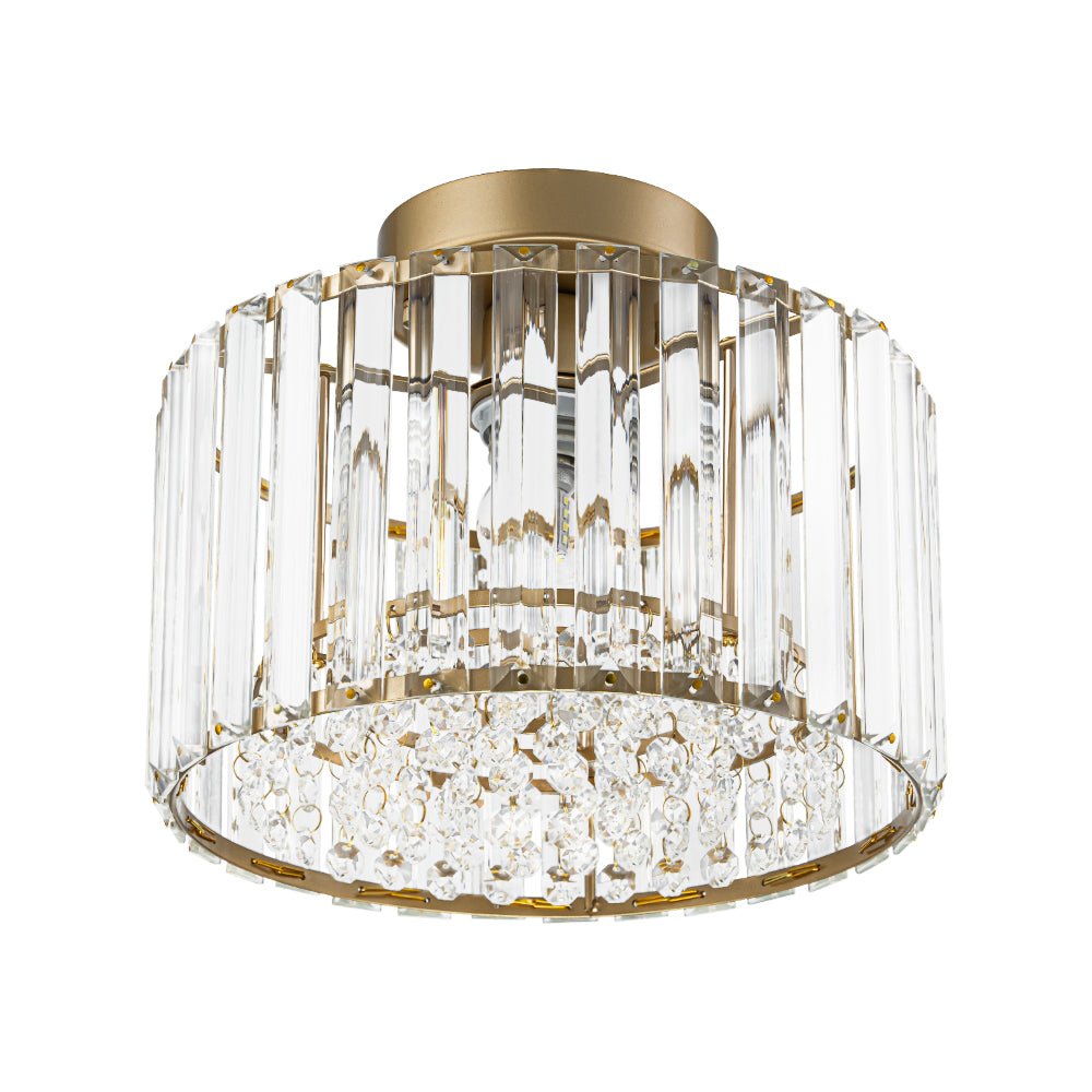 Crystal Brass Ceiling Light, Mid-Century Dimmable Fixture For Bedroom And Hall | Temsk