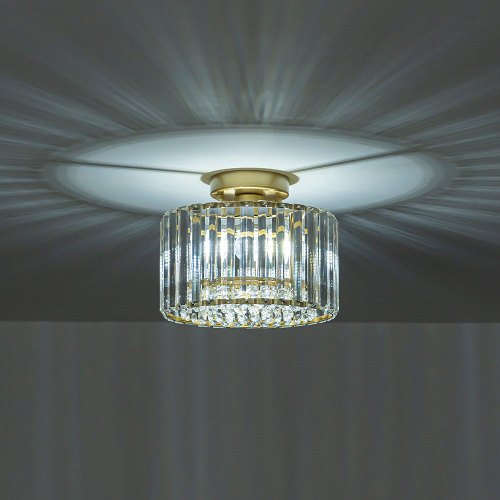 Crystal Brass Ceiling Light, Mid-Century Dimmable Fixture For Bedroom And Hall | Temsk
