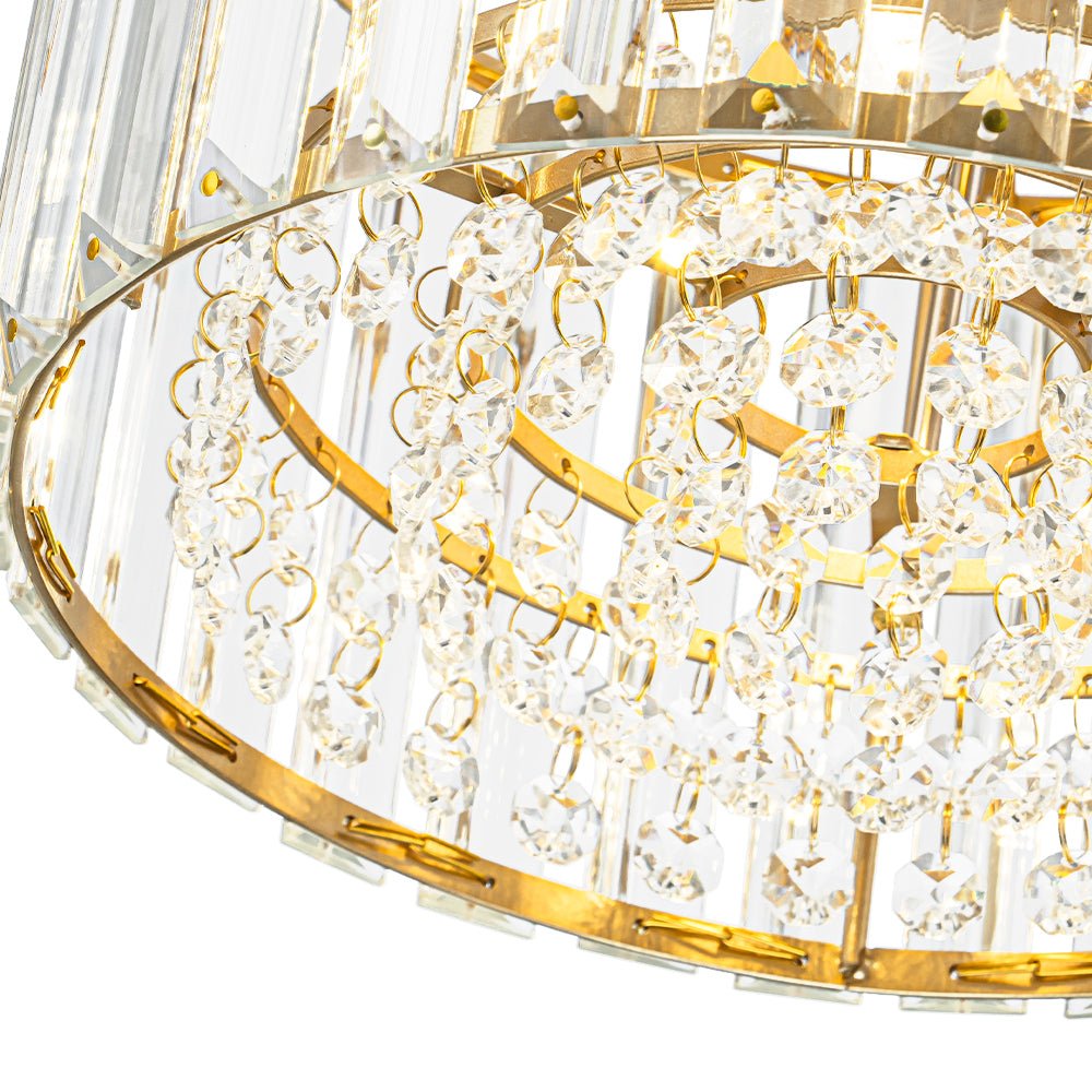 Crystal Brass Ceiling Light, Mid-Century Dimmable Fixture For Bedroom And Hall | Temsk