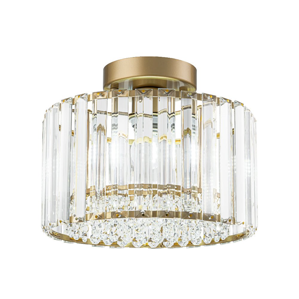 Crystal Brass Ceiling Light, Mid-Century Dimmable Fixture For Bedroom And Hall | Temsk