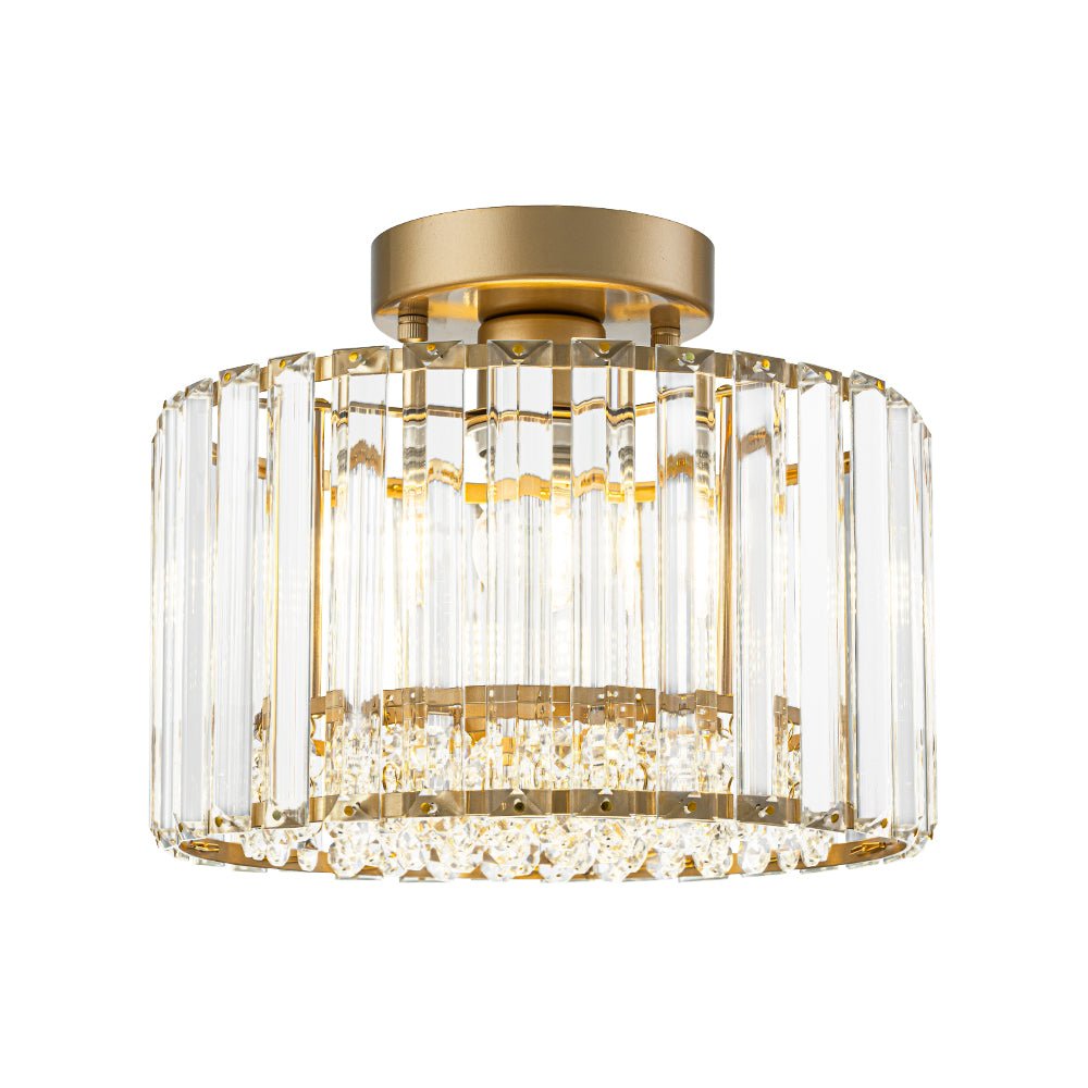 Crystal Brass Ceiling Light, Mid-Century Dimmable Fixture For Bedroom And Hall | Temsk