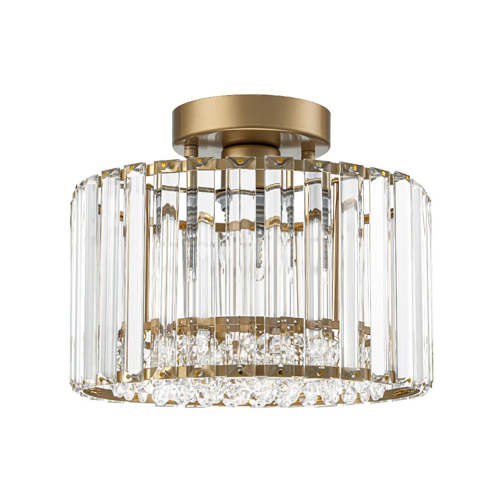 Crystal Brass Ceiling Light, Mid-Century Dimmable Fixture For Bedroom And Hall | Temsk