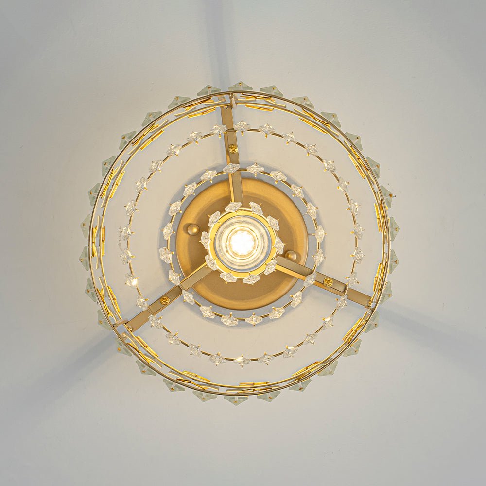 Crystal Brass Ceiling Light, Mid-Century Dimmable Fixture For Bedroom And Hall | Temsk