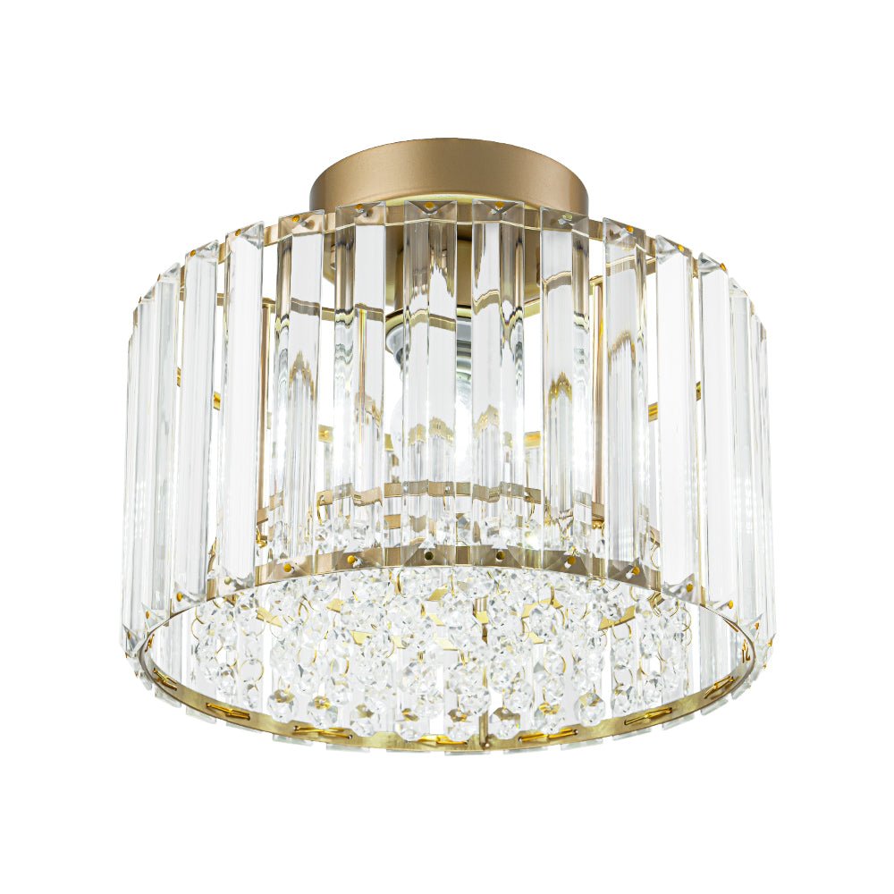 Crystal Brass Ceiling Light, Mid-Century Dimmable Fixture For Bedroom And Hall | Temsk