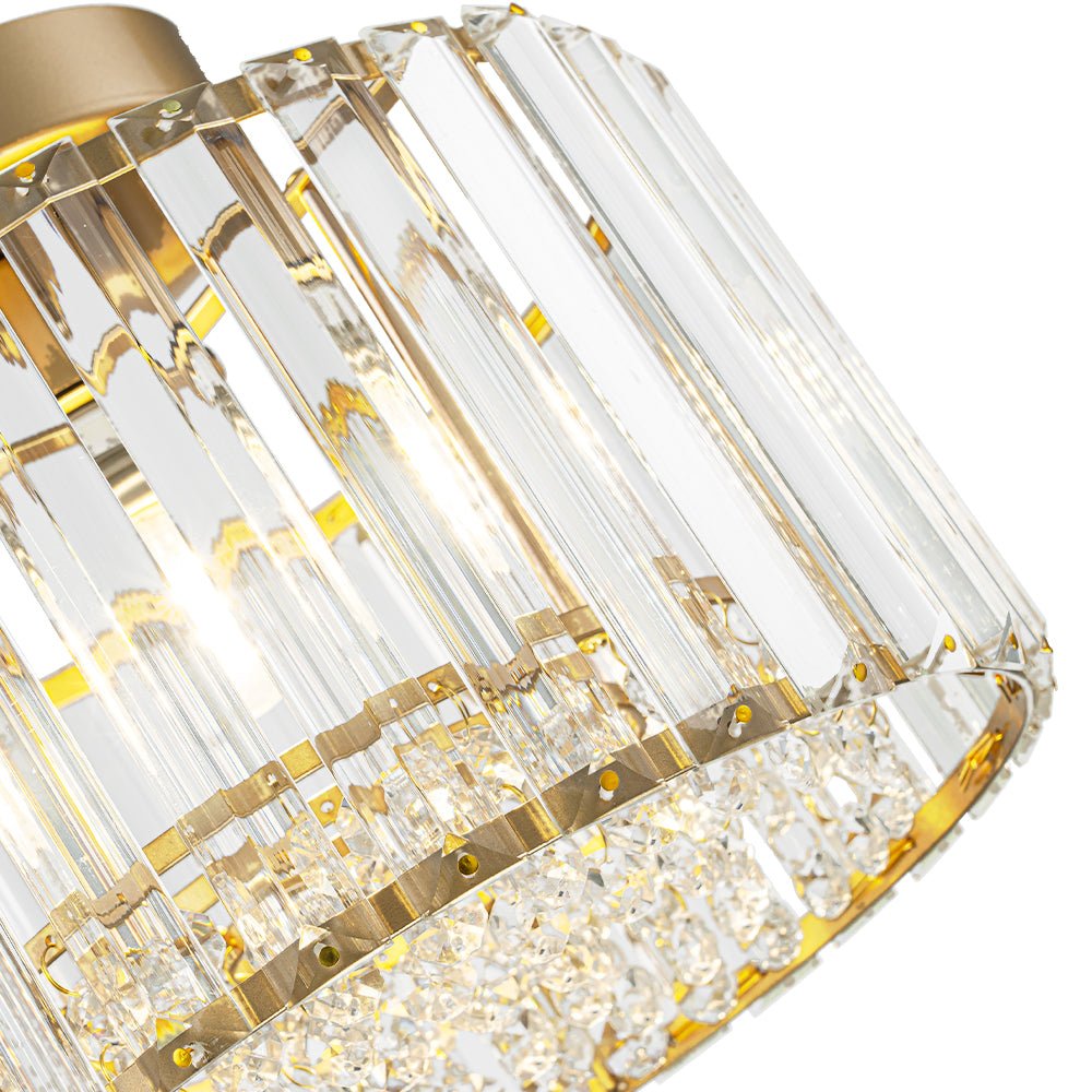 Crystal Brass Ceiling Light, Mid-Century Dimmable Fixture For Bedroom And Hall | Temsk