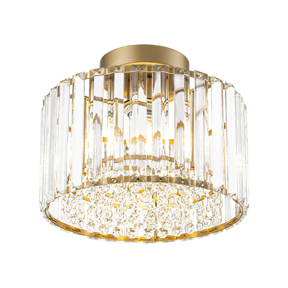 Crystal Brass Ceiling Light, Mid-Century Dimmable Fixture For Bedroom And Hall | Temsk