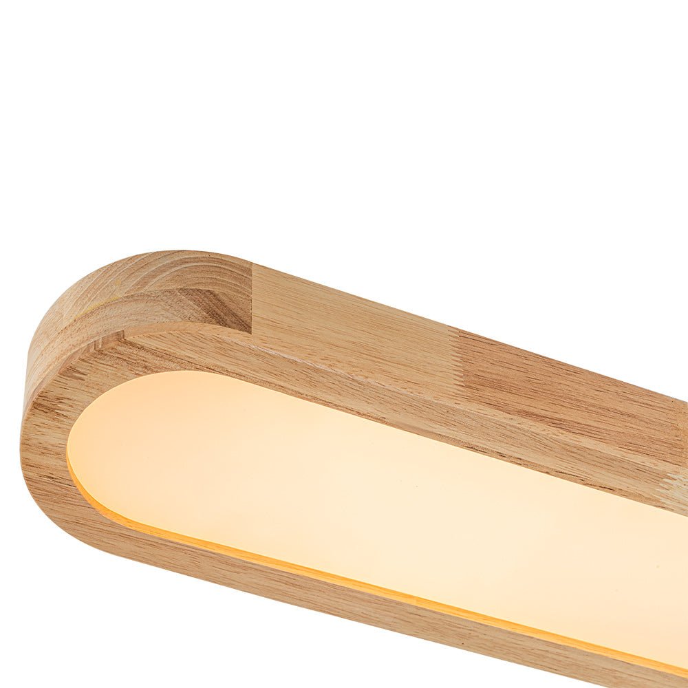 Wood-Look Oval LED Ceiling Light With Dimmable Remote 95cm Modern Kitchen And Living Room | Temsk