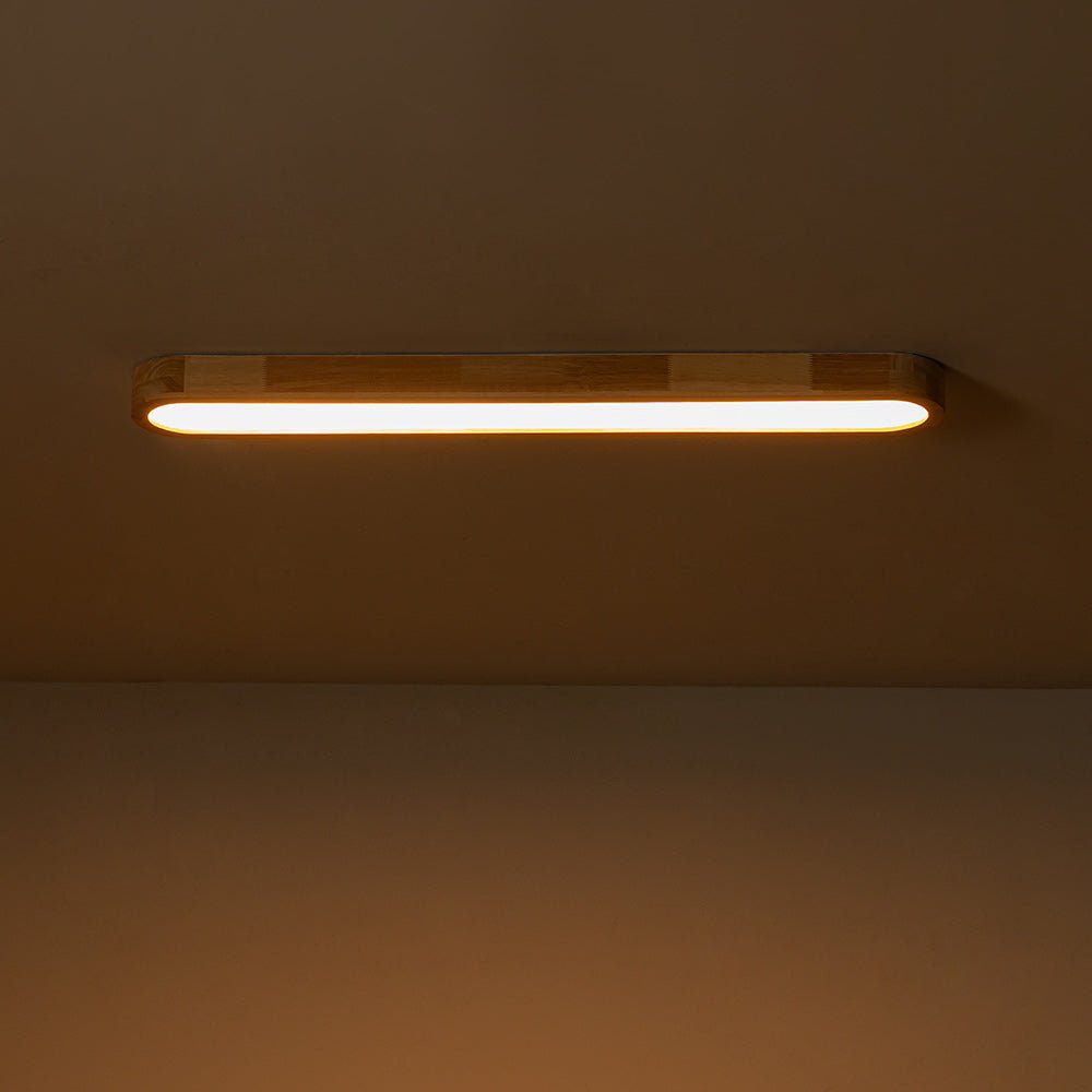 Wood-Look Oval LED Ceiling Light With Dimmable Remote 95cm Modern Kitchen And Living Room | Temsk