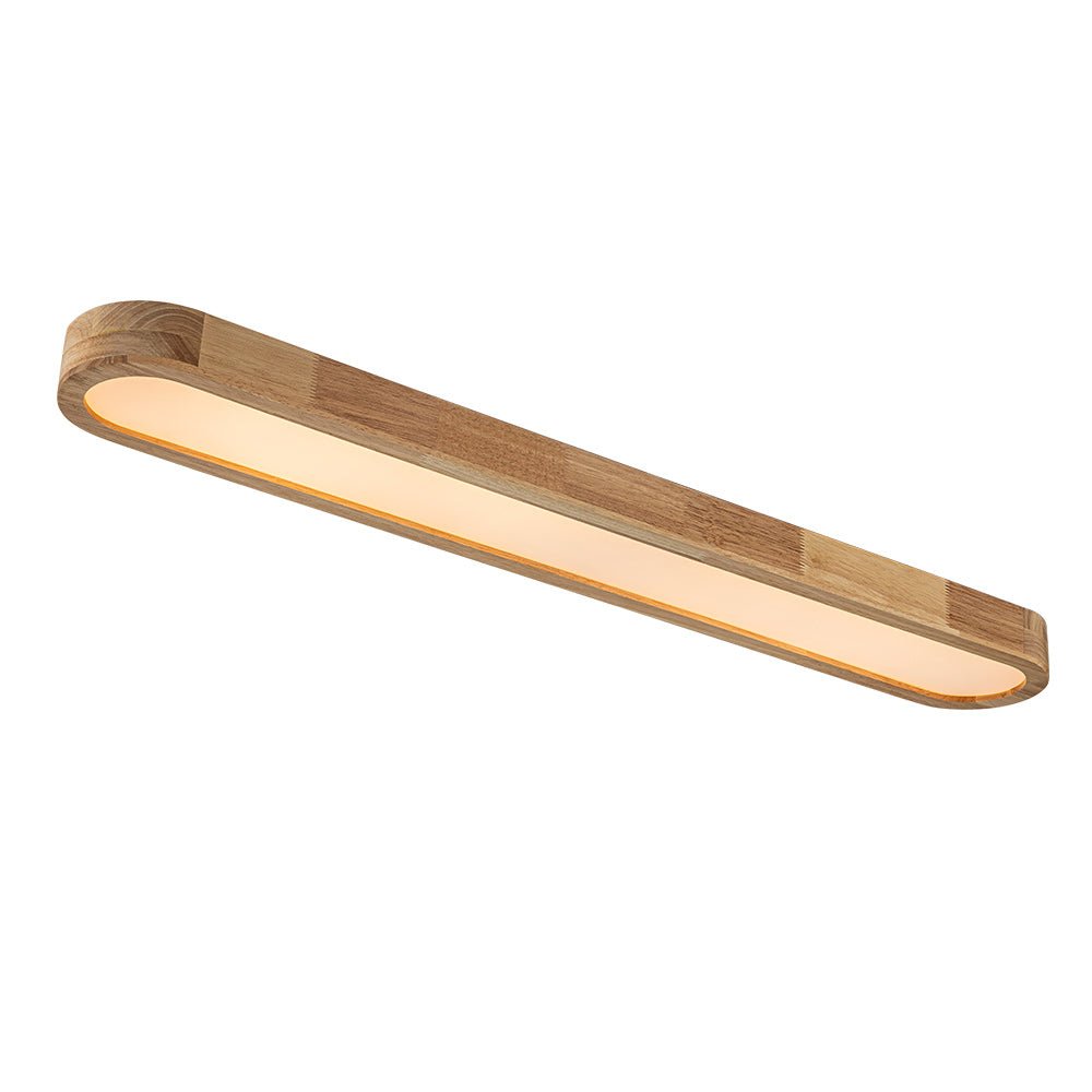 Wood-Look Oval LED Ceiling Light With Dimmable Remote 95cm Modern Kitchen And Living Room | Temsk