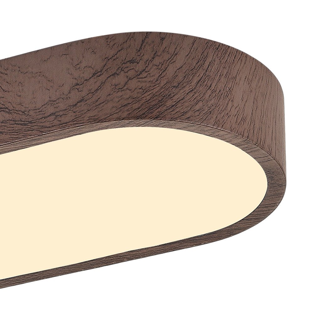 Lampada da soffitto ovale con finitura effetto venatura del legno, struttura in metallo, 65-90 cm, luce calda o fredda | Temsk