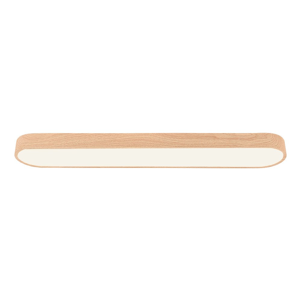 Lampada da soffitto ovale con finitura effetto venatura del legno, struttura in metallo, 65-90 cm, luce calda o fredda | Temsk