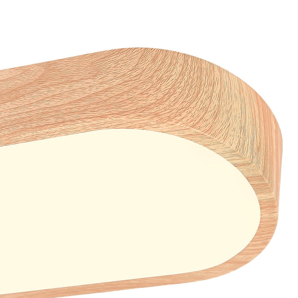Lampada da soffitto ovale con finitura effetto venatura del legno, struttura in metallo, 65-90 cm, luce calda o fredda | Temsk