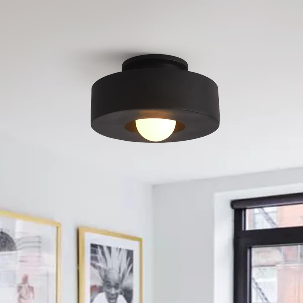 Nordic Wabi-Sabi Cylinder Ceiling Lamp Resin Dimmable 30cm Black Green Red Living Room | Temsk