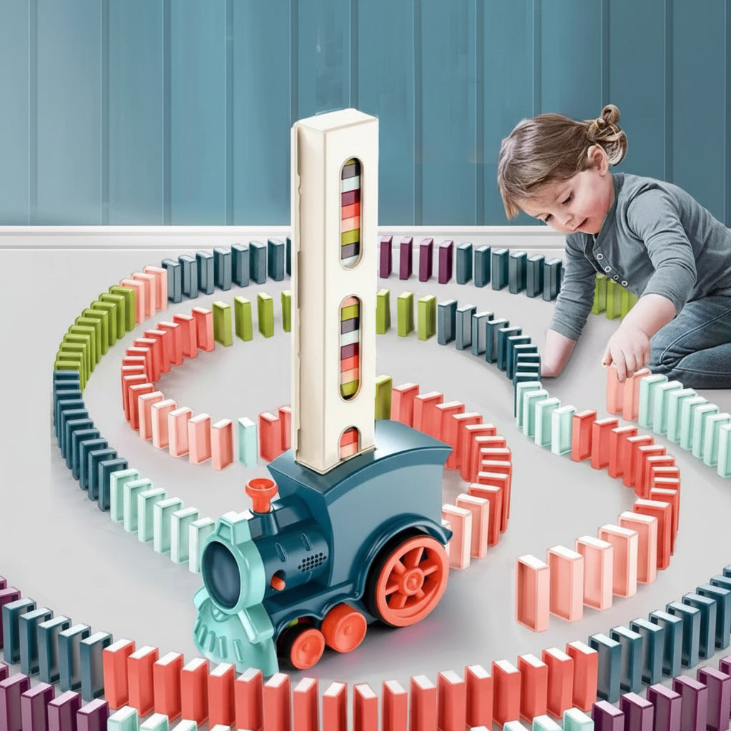 Domino vlaková hračka pro děti s automatickou stavebnicí a světly | Temsk