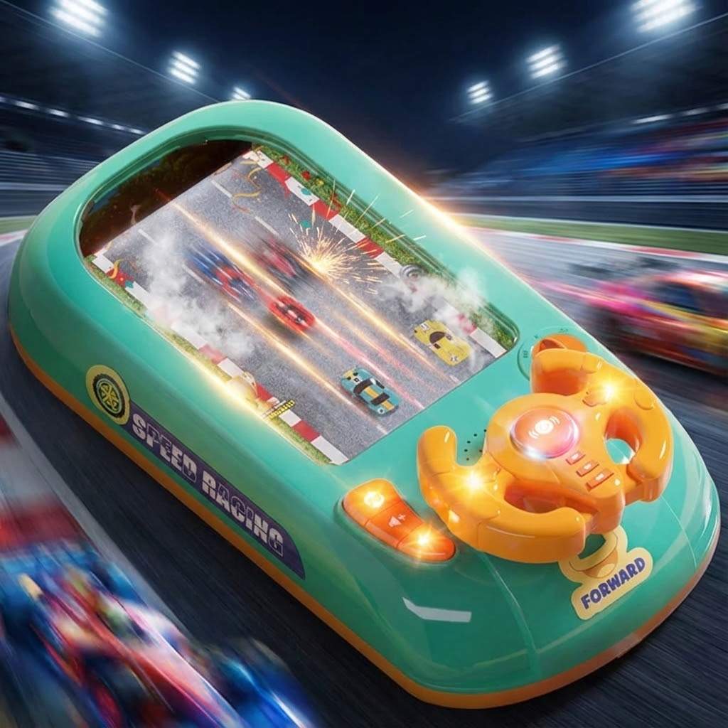 Kids Racing Console With Interactive Toy Steering Wheel | Temsk
